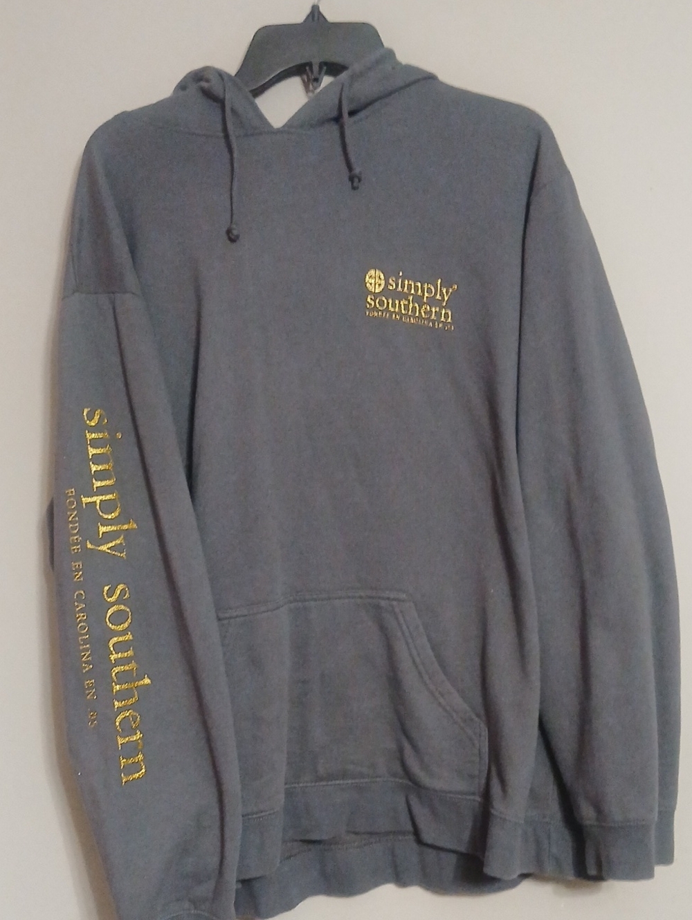 Simply Southern Womens⁸ Hoodie in Slate Gray with Gold Print